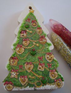 miniature decorated wooden fir trees